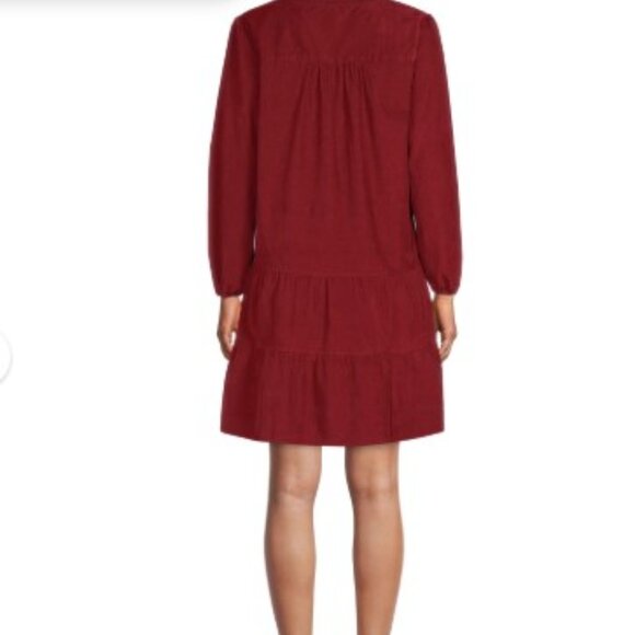 CRANBERRY WOVEN TIERED DRESS HOLIDAY CASUAL PLUS SIZE XXL-20 GUC - Picture 3 of 14